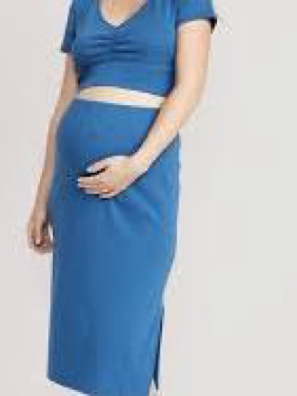 2 Old Navy Maternity Rib-Knit Cropped Top and Midi Skirt Sets in Black and Blue
